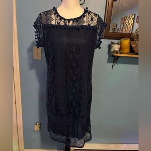 Formal, Navy Blue, Lace, Dress